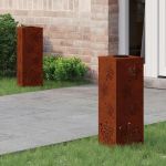 Lumină LED Solară pentru Alei 2 pcs Oțel Corten Oțel Corten GartenMobel Dekor