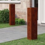 Lumină LED Solară pentru Alei 2 pcs Oțel Corten Oțel Corten GartenMobel Dekor