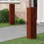 Lumină LED Solară pentru Alei 2 pcs Oțel Corten Oțel Corten GartenMobel Dekor