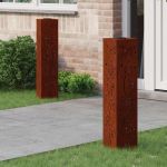 Lumină LED Solară pentru Alei 2 pcs Oțel Corten Oțel Corten GartenMobel Dekor