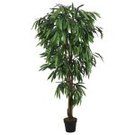 Arbore de mango artificial 450 de frunze 120 cm verde GartenMobel Dekor
