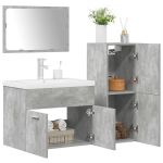 Set mobilier de baie, 4 piese, gri beton, lemn compozit GartenMobel Dekor