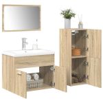 Set mobilier de baie, 4 piese, stejar sonoma, lemn prelucrat GartenMobel Dekor
