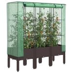 Strat înălțat cu husă de seră, aspect ratan, 120x40x140 cm GartenMobel Dekor