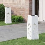 Lumină LED Solară pentru Alei 2 pcs Alb Oțel laminat la rece GartenMobel Dekor