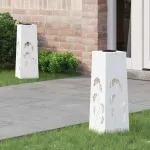 Lumină LED Solară pentru Alei 2 pcs Alb Oțel laminat la rece GartenMobel Dekor