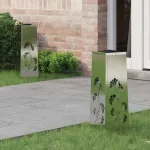 Lumină LED Solară pentru Alei 2 pcs Galvanizat Galvanizat GartenMobel Dekor