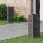 Lumină LED Solară pentru Alei 2 pcs Negru Oțel laminat la rece GartenMobel Dekor