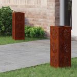 Lumină LED Solară pentru Alei 2 pcs Oțel Corten Oțel Corten GartenMobel Dekor
