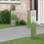 Lumină LED Solară pentru Alei 2 pcs Oţel inoxidabil GartenMobel Dekor