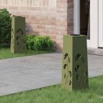 Lumină LED Solară pentru Alei 2 pcs Verde măsliniu GartenMobel Dekor