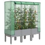 Strat înălțat cu husă de seră, aspect ratan, 120x40x140 cm GartenMobel Dekor