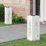 Lumină LED Solară pentru Alei 2 pcs Alb Oțel laminat la rece GartenMobel Dekor