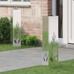 Lumină LED Solară pentru Alei 2 pcs Galvanizat Galvanizat GartenMobel Dekor