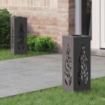 Lumină LED Solară pentru Alei 2 pcs Negru Oțel laminat la rece GartenMobel Dekor