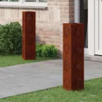 Lumină LED Solară pentru Alei 2 pcs Oțel Corten Oțel Corten GartenMobel Dekor