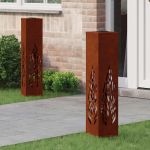 Lumină LED Solară pentru Alei 2 pcs Oțel Corten Oțel Corten GartenMobel Dekor