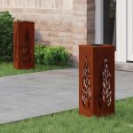 Lumină LED Solară pentru Alei 2 pcs Oțel Corten Oțel Corten GartenMobel Dekor