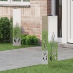 Lumină LED Solară pentru Alei 2 pcs Oţel inoxidabil GartenMobel Dekor