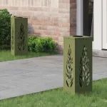 Lumină LED Solară pentru Alei 2 pcs Verde măsliniu GartenMobel Dekor