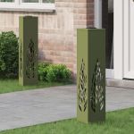 Lumină LED Solară pentru Alei 2 pcs Verde măsliniu GartenMobel Dekor