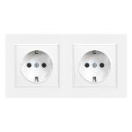 Leziter Priză dublă Nova cu cadru alb Mobalis Homvera