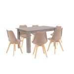 Leziter Set de masă Zara 6 1 bej-stejar York Mobalis Homvera