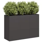 Jardinier negru 120x40x80 cm Oțel laminat la rece GartenMobel Dekor