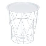 Masuta cafea cu depozitare Atmosphera Kumi, otel, 37x40 cm, alb Household NewTrend