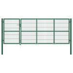 Poartă de gard de grădină cu stâlpi 350x120 cm, oțel, verde GartenMobel Dekor