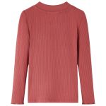 Tricou de copii cu mâneci lungi, guler tunică, roșu ars, 128 GartenMobel Dekor