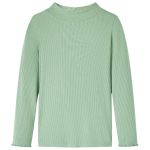 Tricou de copii cu mâneci lungi, guler tunică, verde mentă închis, 116 GartenMobel Dekor