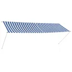 Copertină retractabilă, albastru și alb, 350 x 150 cm GartenMobel Dekor