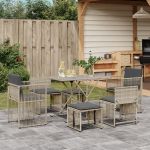 Set mobilier de grădină cu perne, 7 piese gri deschis poliratan GartenMobel Dekor