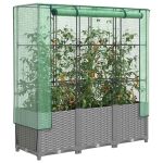 Strat înălțat cu husă de seră, aspect ratan, 120x40x138 cm GartenMobel Dekor