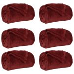 Pături de aruncat 6 pcs Roșu Bordeaux 130 x 150 cm Molton GartenMobel Dekor