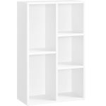 VASAGLE Biblioteca, raft cu 5 unitati de depozitare, pentru living, din lemn, 50x24x80cm, alb Household NewTrend