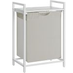 VASAGLE Cos de rufe, sac de rufe detasabil, raft, cadru metalic, 65L, 50x33x72 cm, alb Household NewTrend