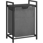 VASAGLE Cos de rufe, sac de rufe detasabil, raft, cadru metalic, 65L, 50x33x72 cm, negru si gri Household NewTrend