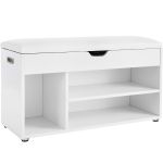 VASAGLE Pantofar cu banca, capitonata, 3 compartimente, sarcina 150 kg, 30x80x44cm, modern, alb Household NewTrend