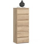 Comoda cu 6 sertare, PAL laminat 16 mm, 40x35x109 cm, stejar sonoma Household NewTrend