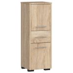 Dulap baie tip coloana cu 2 usi si sertar, PAL laminat, 30x30x85 cm, stejar sonoma Household NewTrend