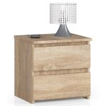 Noptiera cu 2 sertare, din PAL laminat, 40x35x40 cm, stejar sonoma Household NewTrend