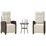 Set bistro cu perne, 3 piese, maro, poliratan GartenMobel Dekor