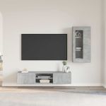 Set comodă TV cu sertar cu raft Gri din beton Lemn compozit GartenMobel Dekor