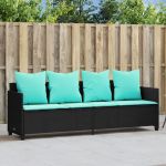 Șezlong cu perne, negru, poliratan GartenMobel Dekor