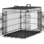 FEANDREA Cusca pentru animale, 2 usi, pliabila din metal, tava detasabila, L, 93x58x64cm, negru Household NewTrend