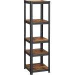 SONGMICS Etajera 5 rafturi ajustabile, structura metalica, stil industrial, MDF, 37x37x150 cm, maro si negru Household NewTrend