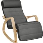 SONGMICS Scaun balansoar din lemn, suport picioare reglabil, maxim 150kg, 67x122x84 cm, gri inchis Household NewTrend