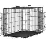 FEANDREA Cusca pentru animale, 2 usi, pliabila din metal, tava detasabila, XXL, 122x75x81cm, negru Household NewTrend